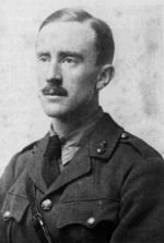 Tolkien in 1916, wearing his British Army uniform in a photograph from the middle years of WW1
