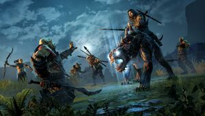 Shadow of Mordor - Talion fighting orcs.jpg