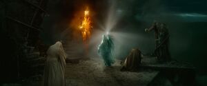 Galadriel using the Phial against Sauron in The Hobbit: The Battle of the Five Armies